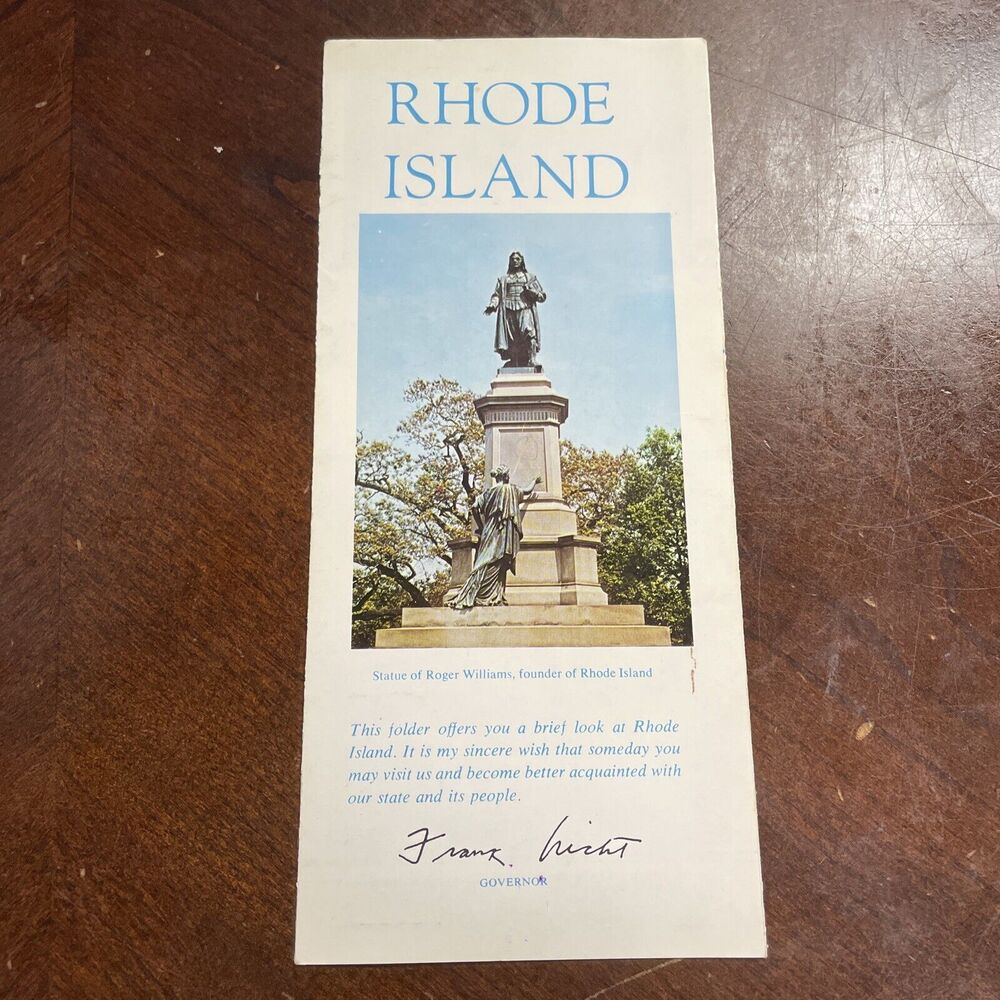 Vintage 1970s Multifold Travel Brochure Rhode Island State Bird Flower Flag